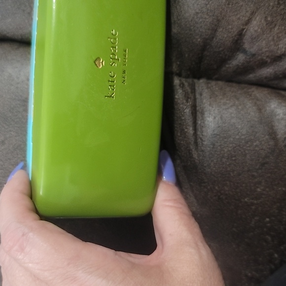 KATE SPADE two tone blue green hard sixe eyeglass sunglass case - Picture 6 of 11